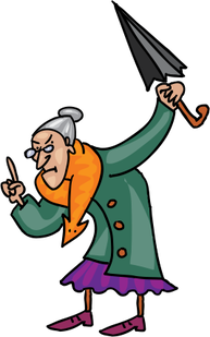 Schimpfende alte Frau